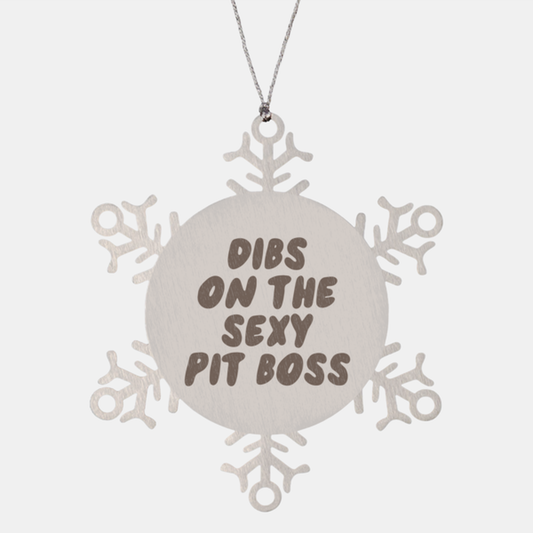 Pit boss Wife Husband Boyfriend Girlfriend Ornament, Gifts, Snowflake Ornament, Christmas, Stocking Stuffer