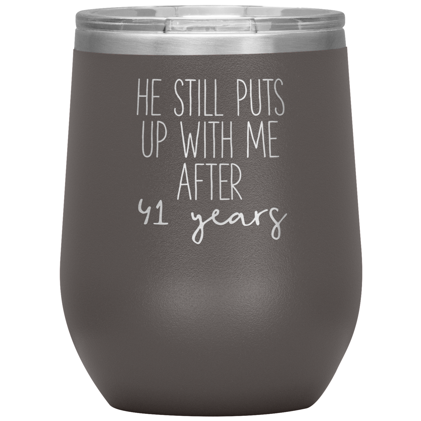 41st Anniversary Wine Tumbler, Gifts for Husband or Wife, Travel Wine Cup, Birthday Gifts for Men and Women