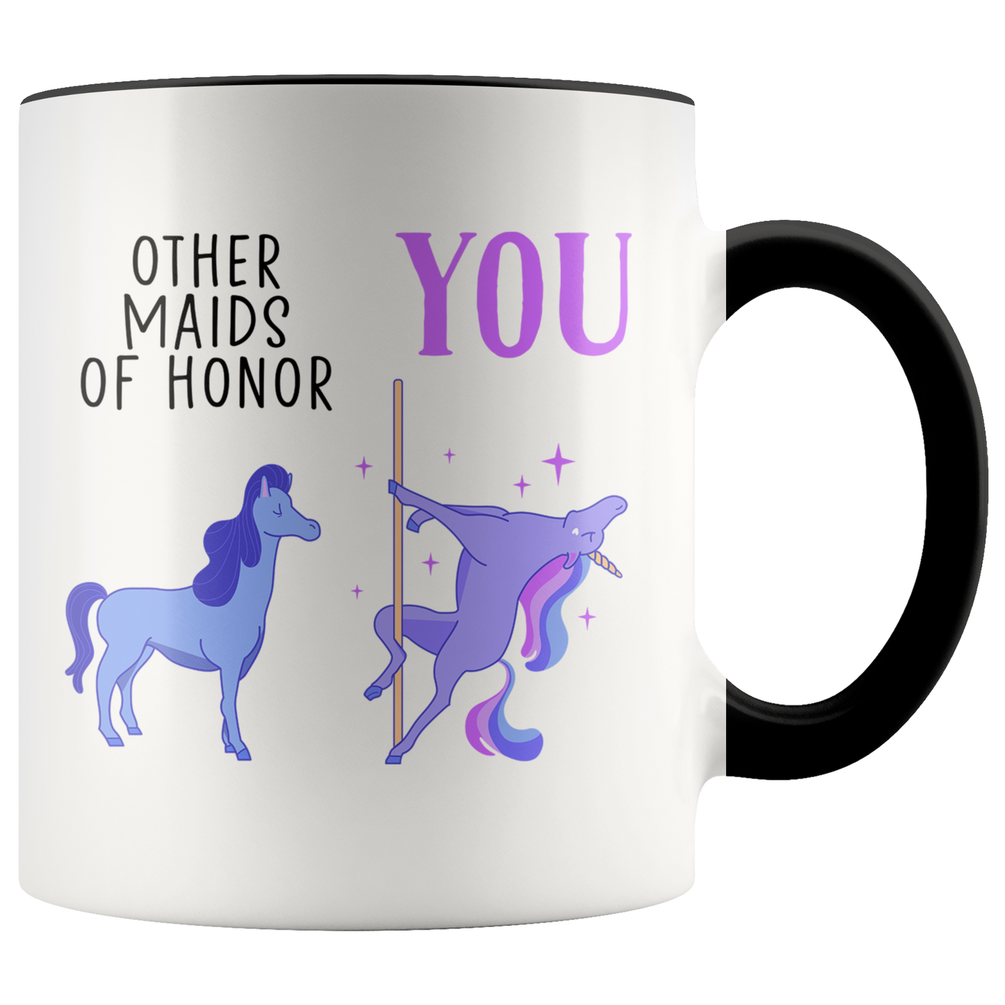 Maid of Honor Gifts, Coffee Mug, Two Tone Accent Cup, Birthday Gift for Men and Women