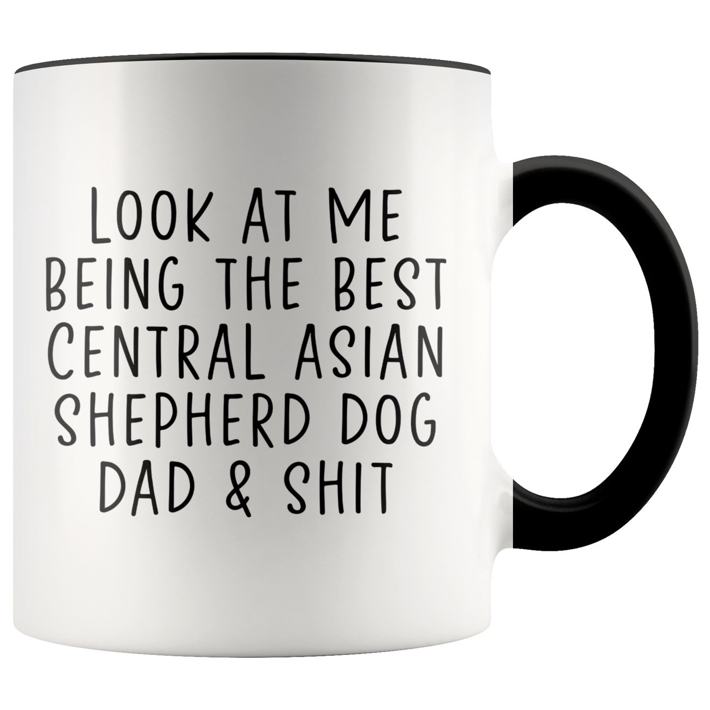 Central Asian Shepherd Dog Dad Gifts, Coffee Mug, Two Tone Accent Cup, Birthday Gift for Men and Women