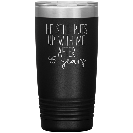 45th Anniversary Tumbler, Funny Travel Coffee Mug, Birthday Gifts for Men and Women