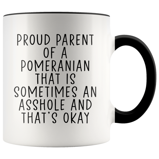 Pomeranian Lover Gifts, Pomeranian Mom Dad Coffee Mug, Two Tone Accent Cup, Birthday Gift for Men and Women