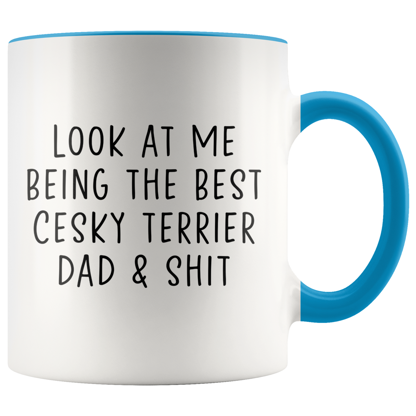 Cesky Terrier Dad Gifts, Coffee Mug, Two Tone Accent Cup, Birthday Gift for Men and Women