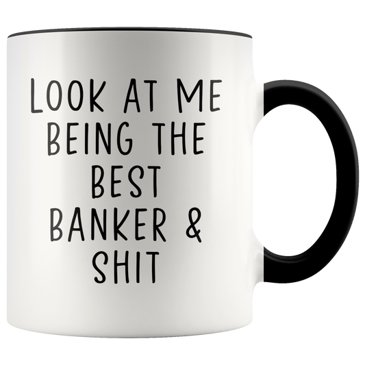 Banker Gifts, Coffee Mug, Two Tone Accent Cup, Birthday Gift for Men and Women