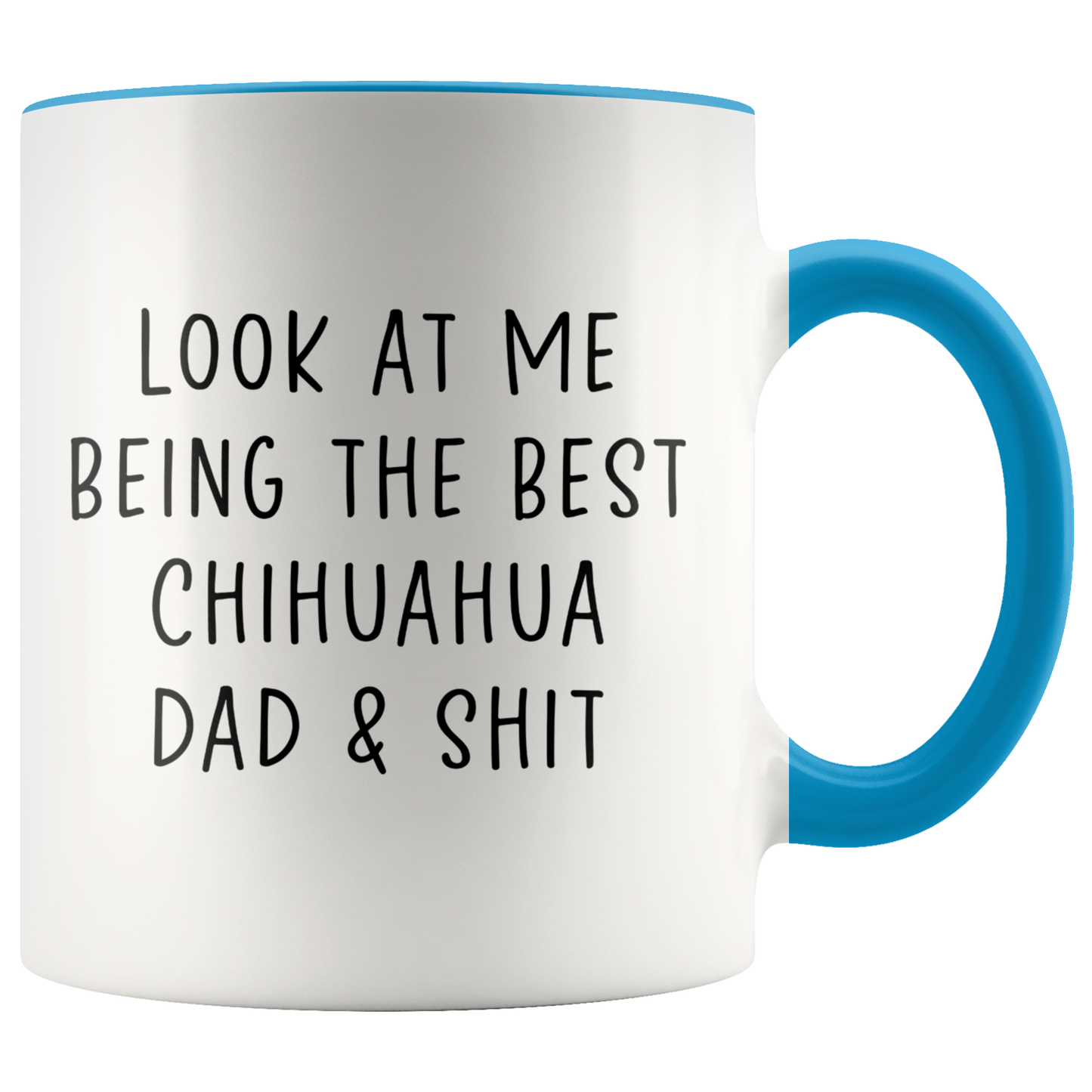 Chihuahua Dad Gifts, Coffee Mug, Two Tone Accent Cup, Birthday Gift for Men and Women