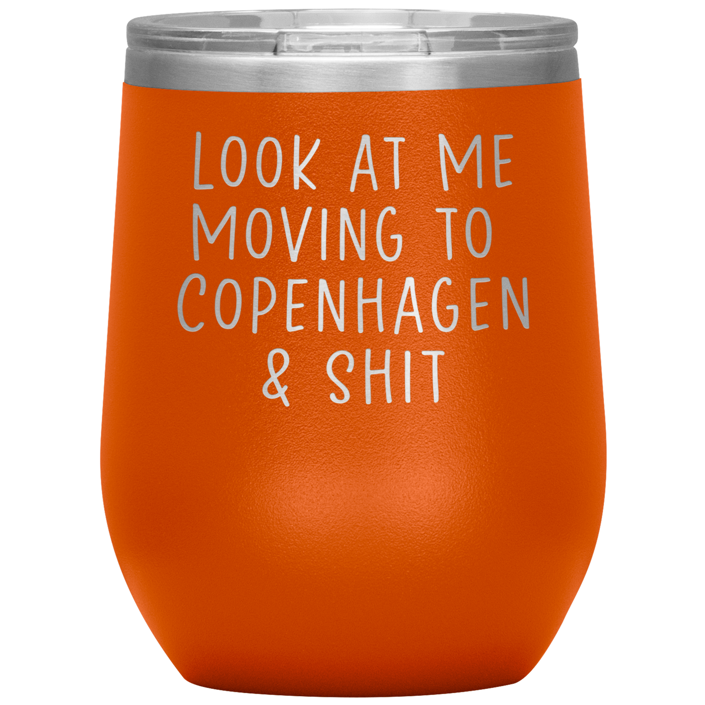 Moving to Copenhagen Denmark Wine Tumbler, Funny Moving Away Gifts, Housewarming Travel Wine Cup, Birthday Gifts for Men and Women