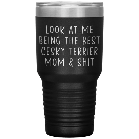 Cesky Terrier Mom Tumbler, Funny Travel Coffee Mug, Birthday Gifts for Men and Women