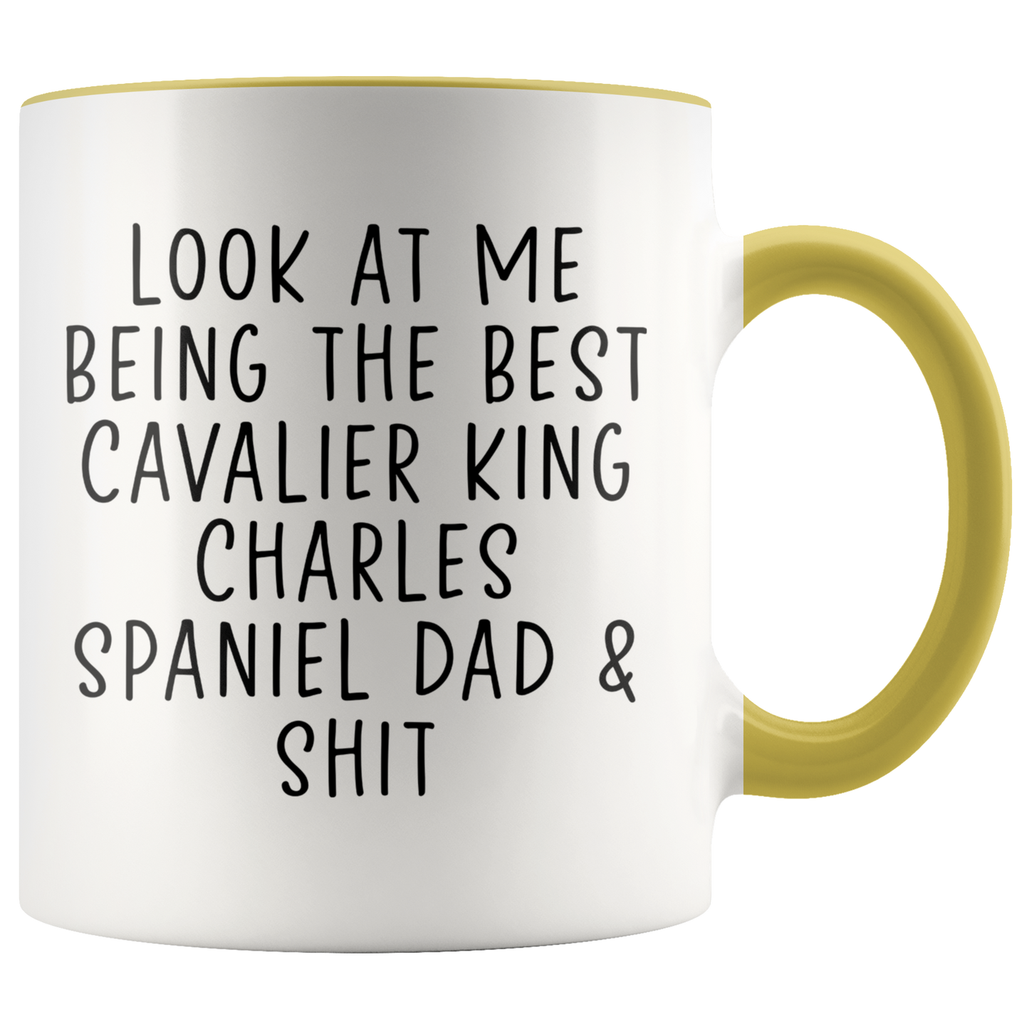 Cavalier King Charles Spaniel Dad Gifts, Coffee Mug, Two Tone Accent Cup, Birthday Gift for Men and Women