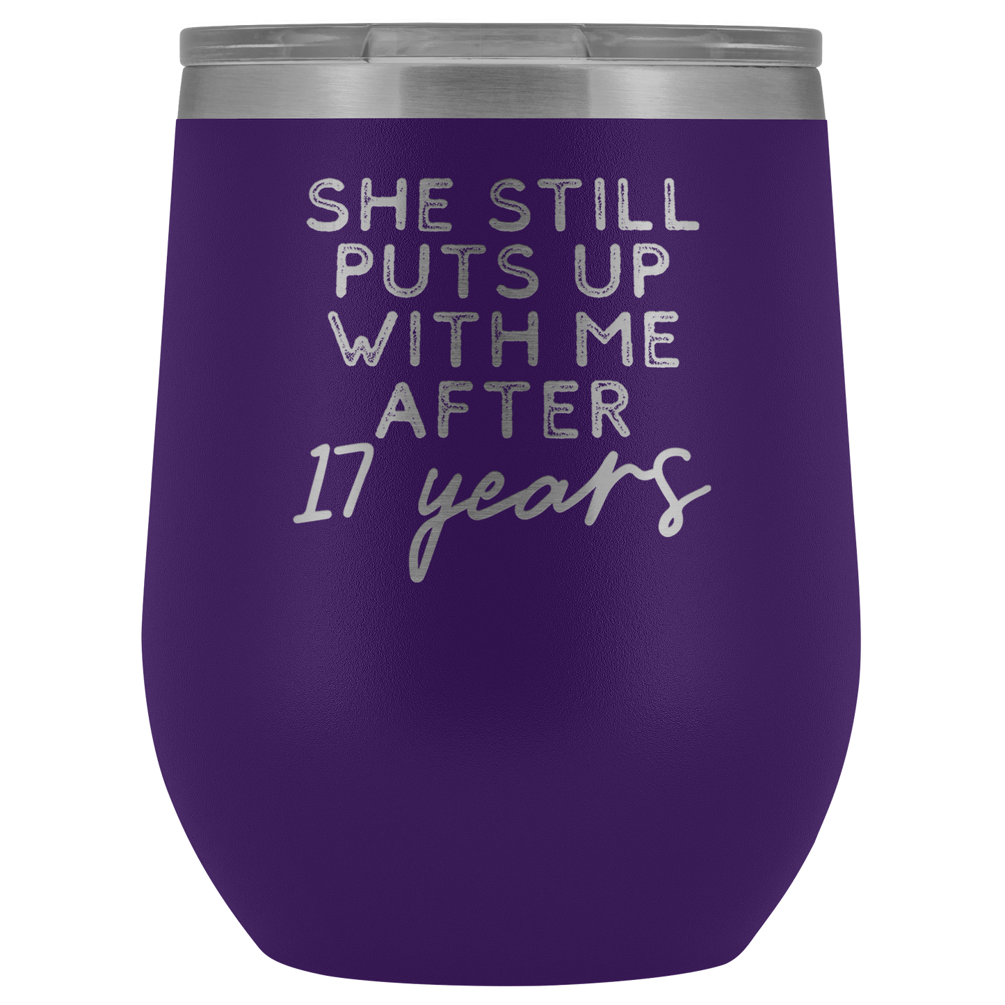 17o Aniversario Regalo 17 Año Aniversario boda Vino Vaso Divertido Esposo Tumbler Regalos para él Aniversario para la Copa de los Hombres