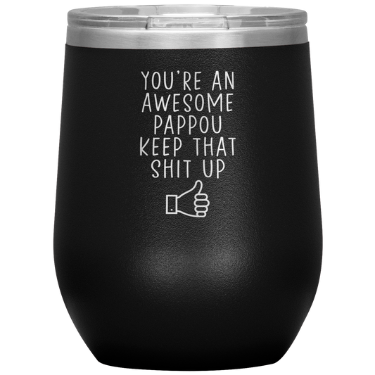 Pappou Wine Tumbler, Pappou Cadeaux, Travel Wine Cup, Birthday Gifts for Men and Women