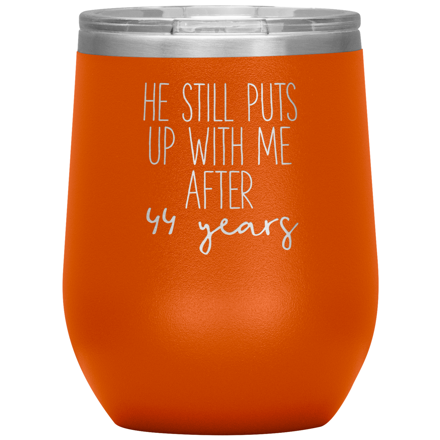 44th Anniversary Wine Tumbler, Funny Gifts, Travel Wine Cup, Birthday Gifts for Men and Women