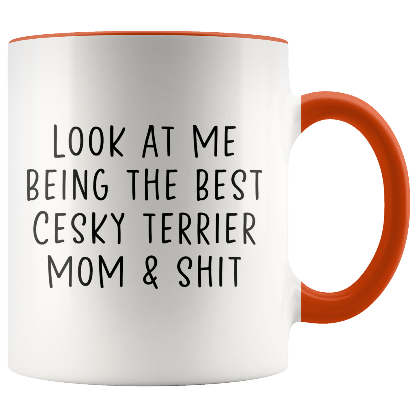 Cesky Terrier Mom Gifts, Coffee Mug, Two Tone Accent Cup, Birthday Gift for Men and Women