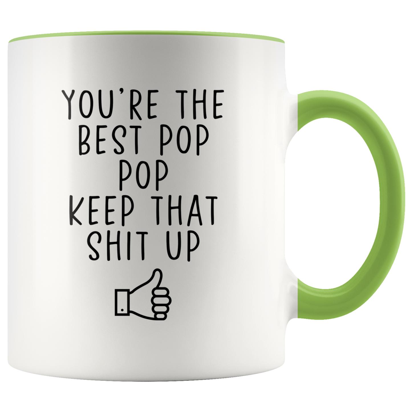 Pop Pop Gifts, Coffee Mug, Two Tone Accent Cup, Birthday Gift for Men and Women