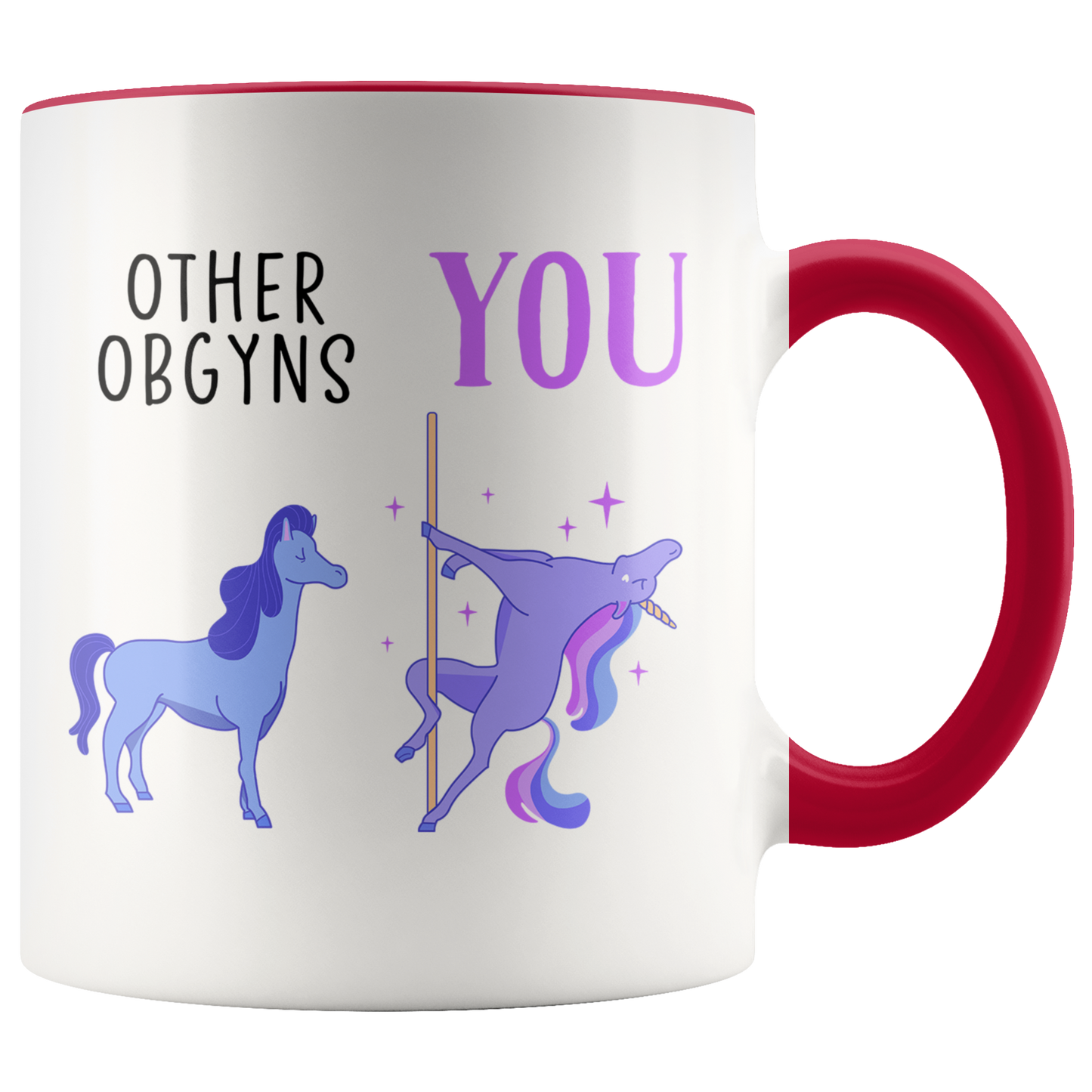 OBGYN Gifts, Coffee Mug, Two Tone Accent Cup, Birthday Gift for Men and Women