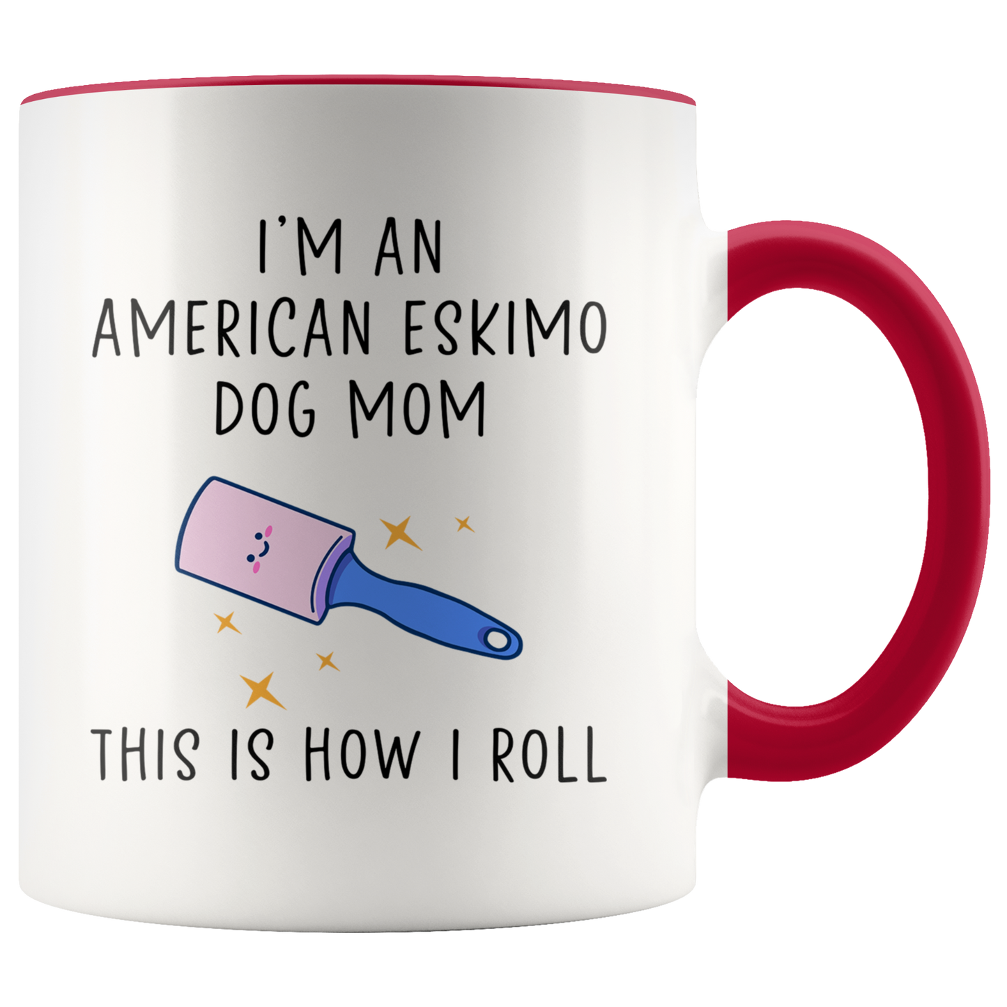 American Eskimo Dog Mom Gifts, American Eskimo Dog Mom Coffee Mug, Two Tone Accent Cup, Birthday Gift for Men and Women