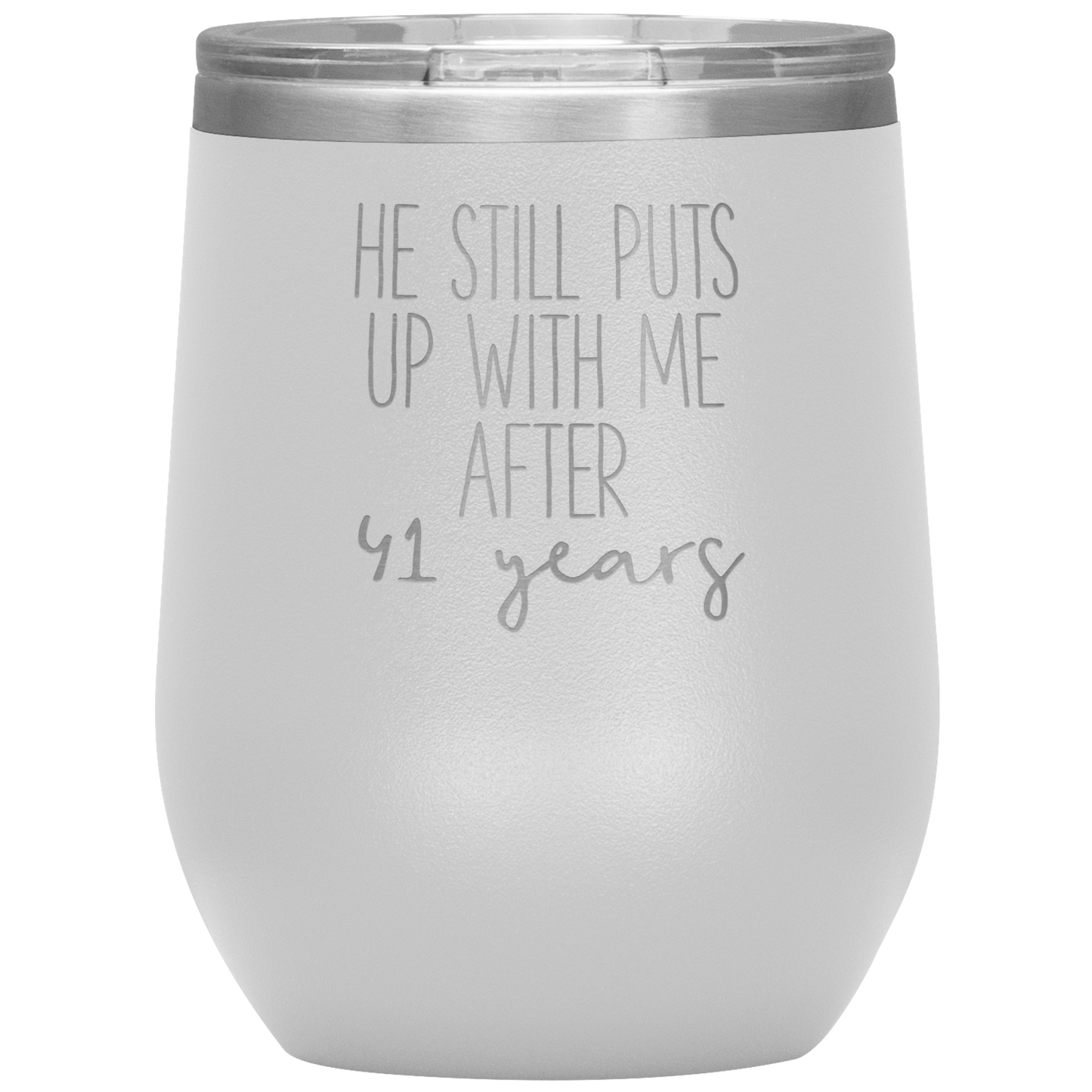 41st Anniversary Wine Tumbler, Gifts for Husband or Wife, Travel Wine Cup, Birthday Gifts for Men and Women