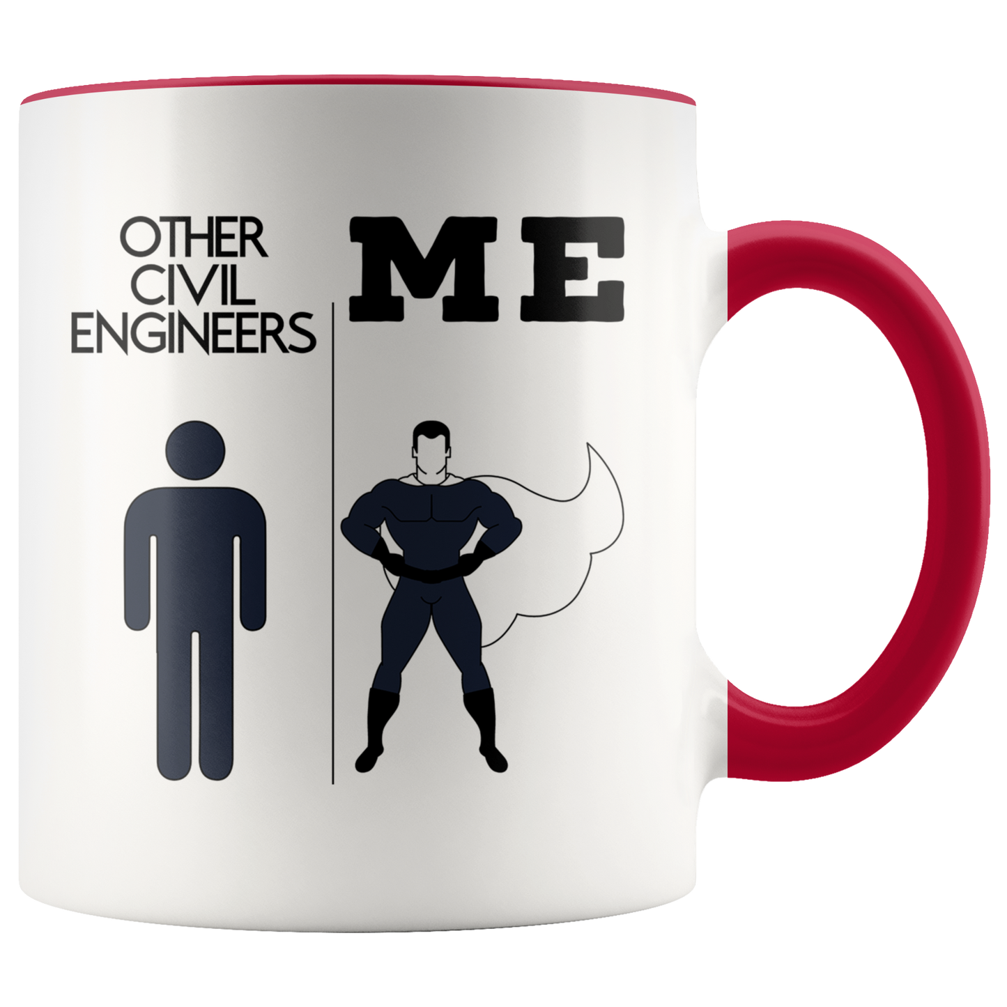 Civil engineer Gifts, Coffee Mug, Two Tone Accent Cup, Birthday Gift for Men and Women