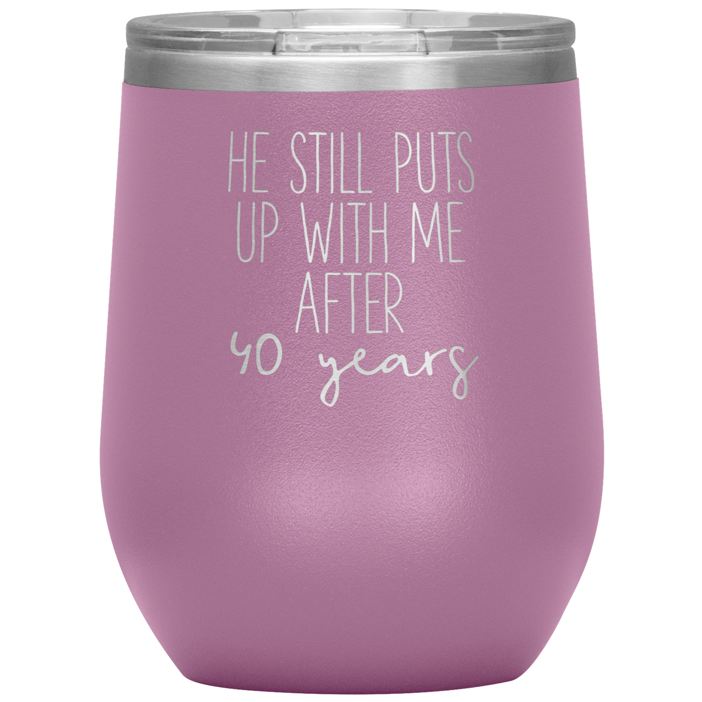 40th Anniversary Wine Tumbler, Gifts, Travel Wine Cup, Birthday Gifts for Men and Women