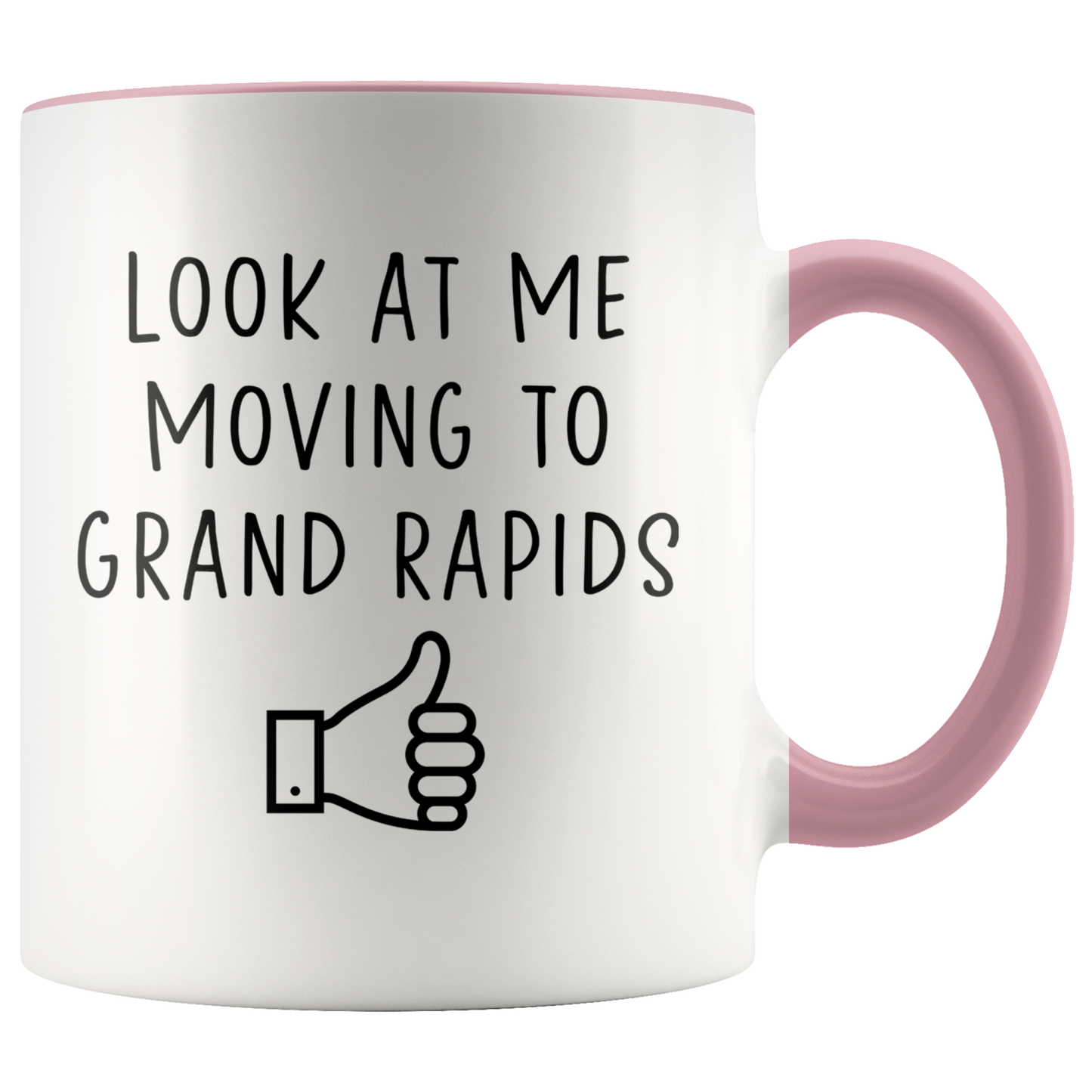 Moving to Grand Rapids Gifts, Moving Away Coffee Mug, Two Tone Accent Cup, Birthday Gift for Men and Women