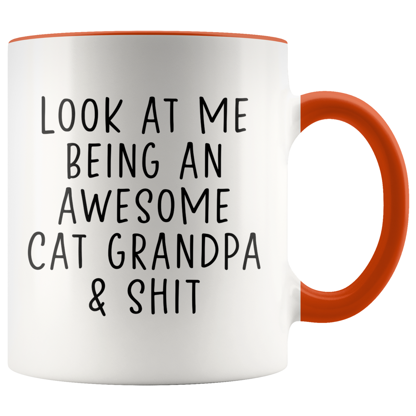 Cat Grandpa Gifts, Coffee Mug, Two Tone Accent Cup, Birthday Gift for Men and Women