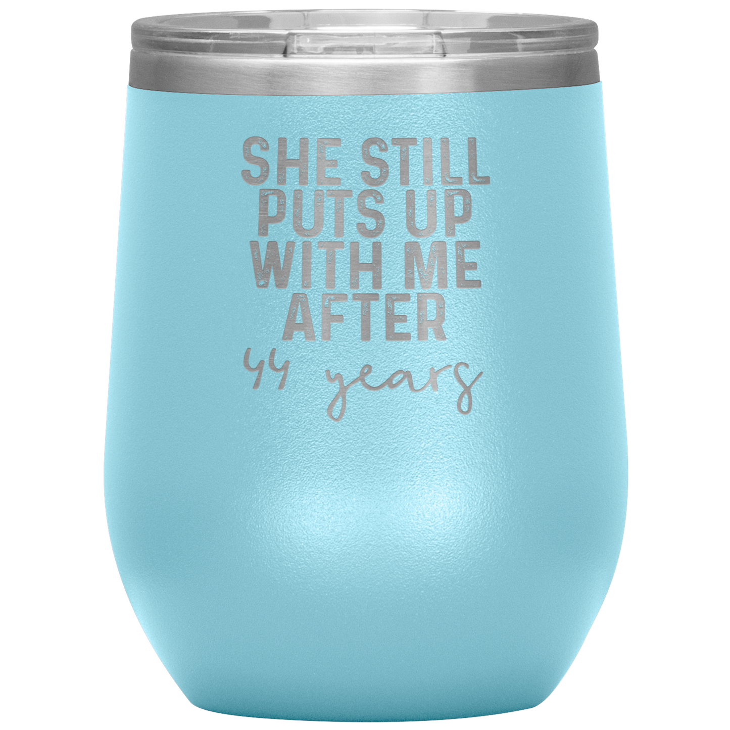 44th Anniversary Wine Tumbler, Gifts, Travel Wine Cup, Birthday Gifts for Men and Women