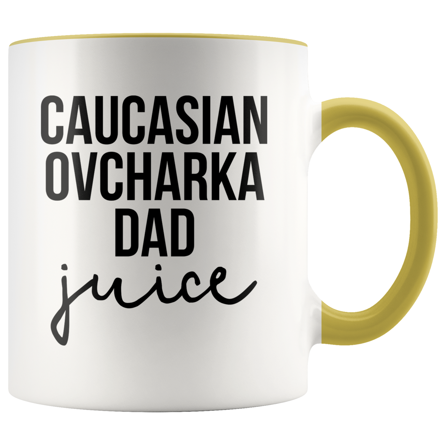 Caucasian Ovcharka Dad Gifts, Coffee Mug, Two Tone Accent Cup, Birthday Gift for Men and Women