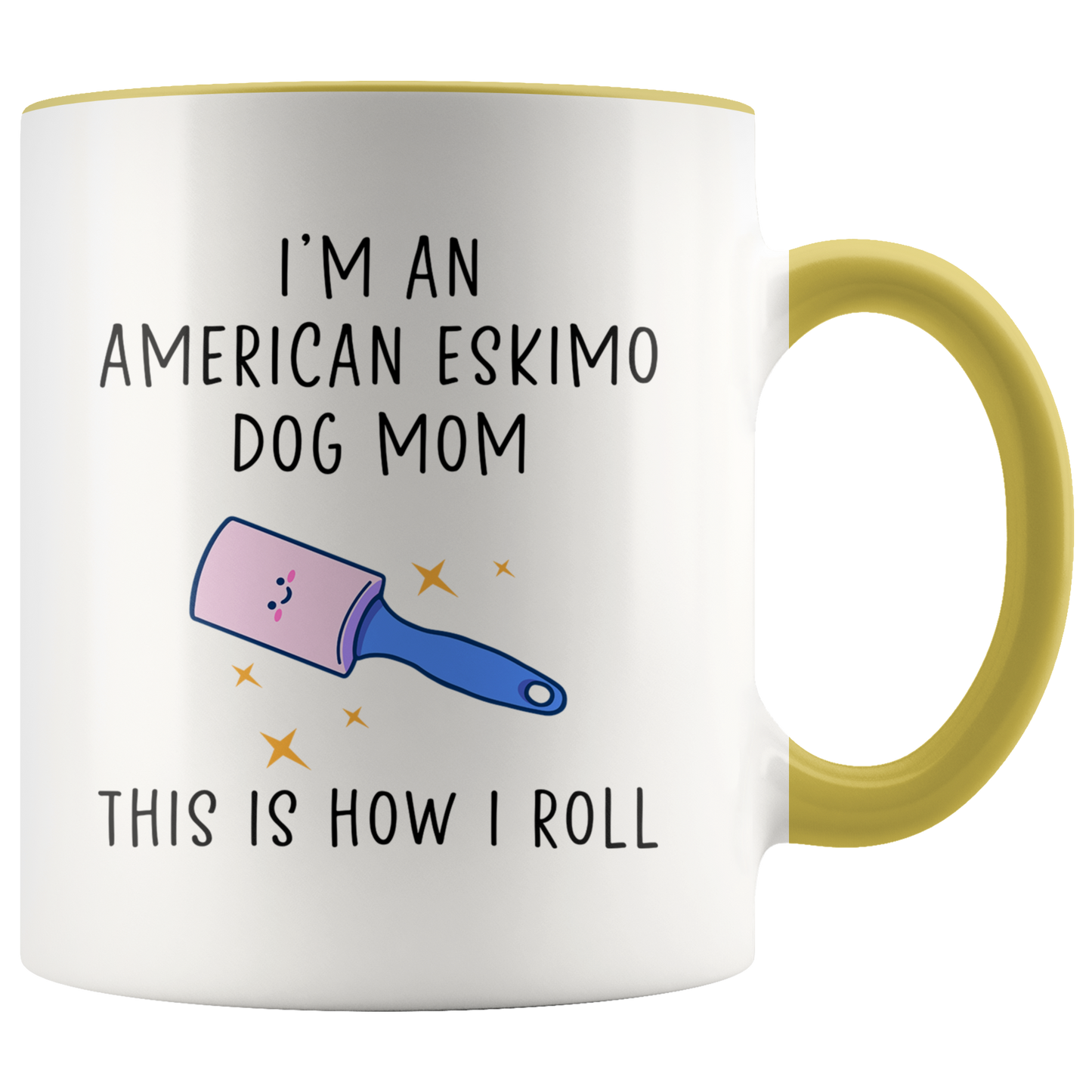 American Eskimo Dog Mom Gifts, American Eskimo Dog Mom Coffee Mug, Two Tone Accent Cup, Birthday Gift for Men and Women