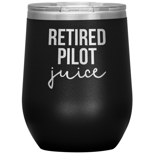 Retired Pilot Retirement Tumbler, Retired Pilot Retirement Gifts, Travel Wine Cup, Birthday Gifts for Men and Women