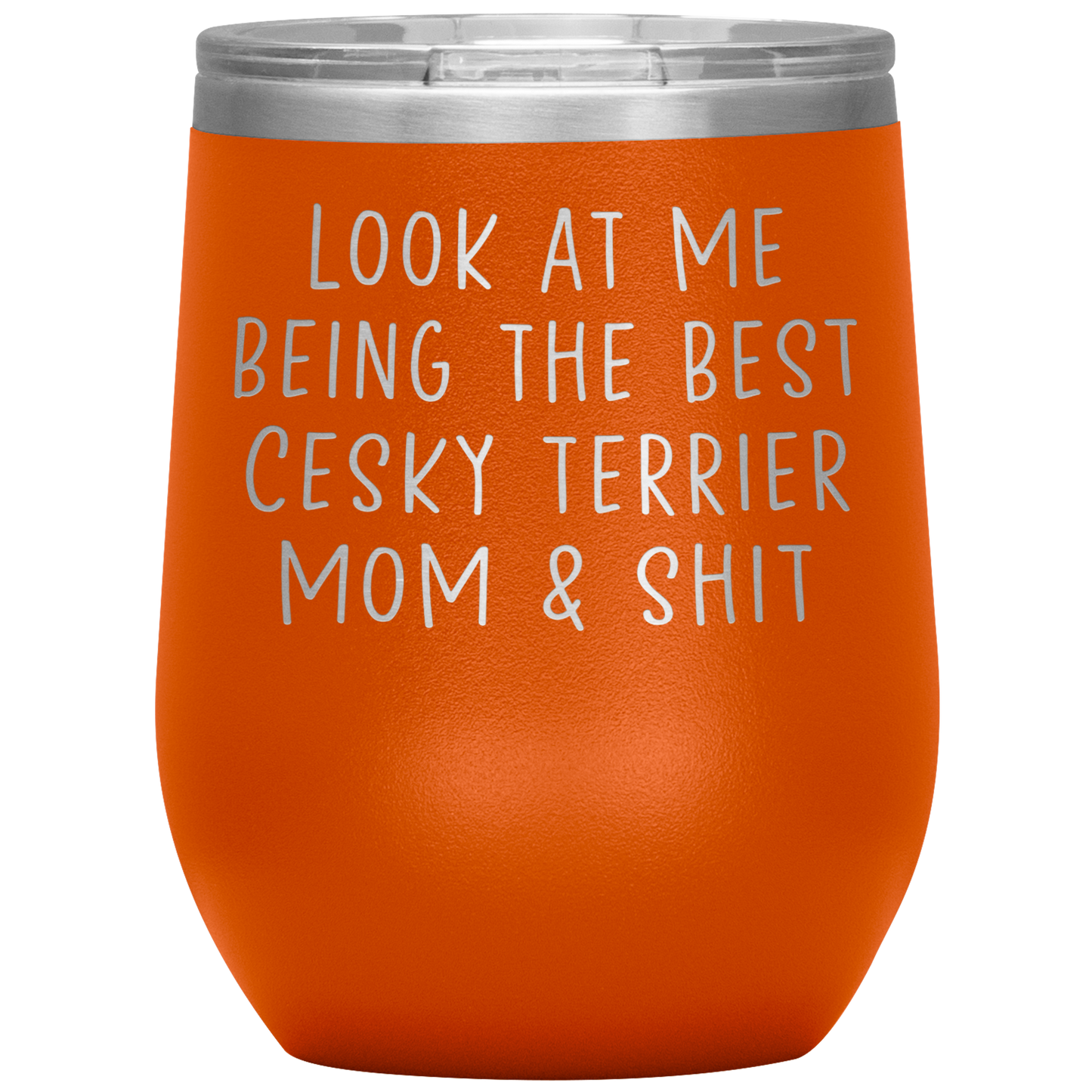 Cesky Terrier Mom Wine Tumbler, Funny Gifts, Travel Wine Cup, Birthday Gifts for Men and Women