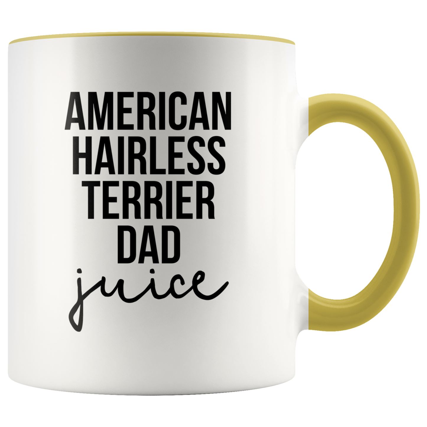 American Hairless Terrier Dad Gifts, American Hairless Terrier Dad Coffee Mug, Two Tone Accent Cup, Birthday Gift for Men and Women