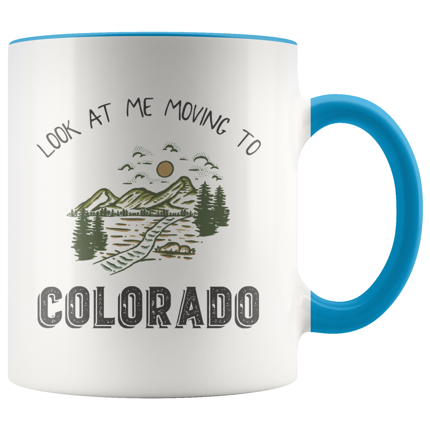 Moving to Colorado Gifts, Moving Away Coffee Mug, Two Tone Accent Cup, Birthday Gift for Men and Women