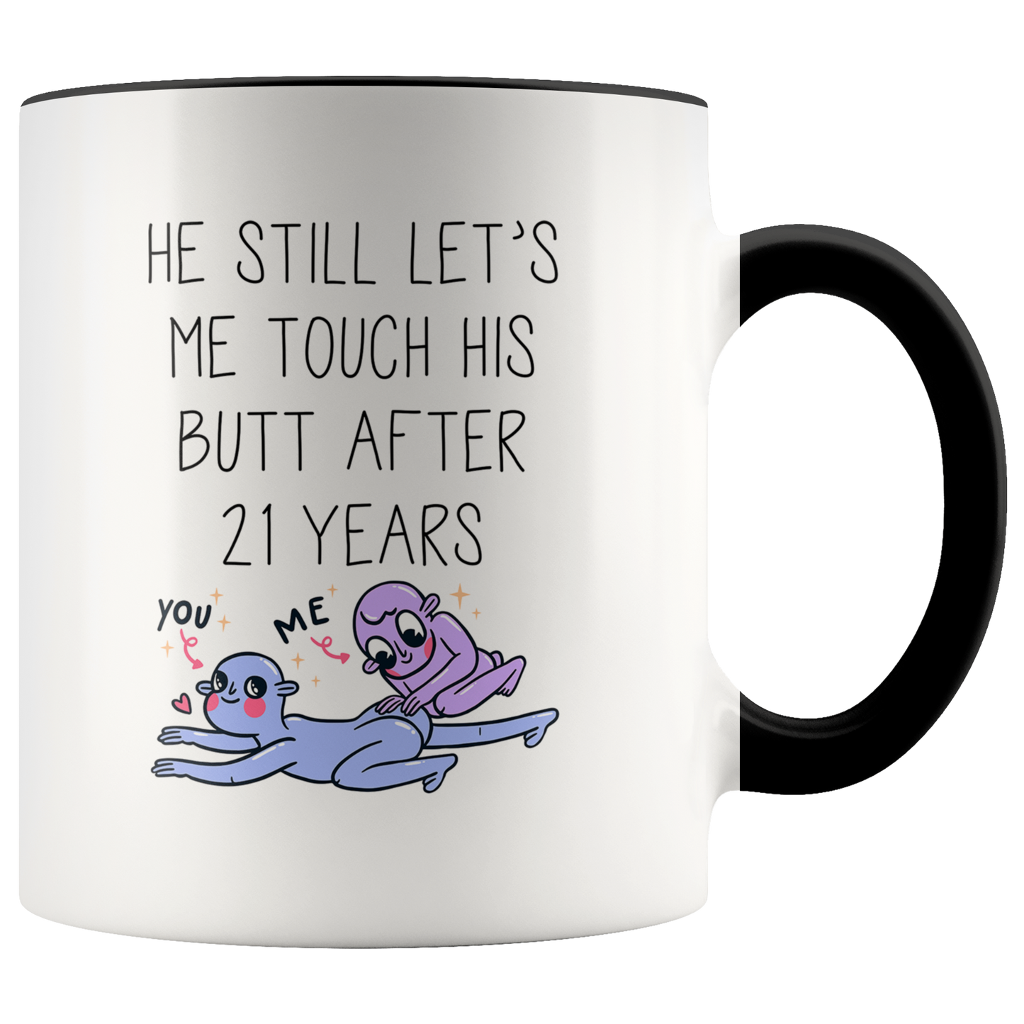 21st Anniversary Gifts, 21 Year Coffee Mug for Wife, Two Tone Accent Cup for Her, Birthday Gift for Men and Women