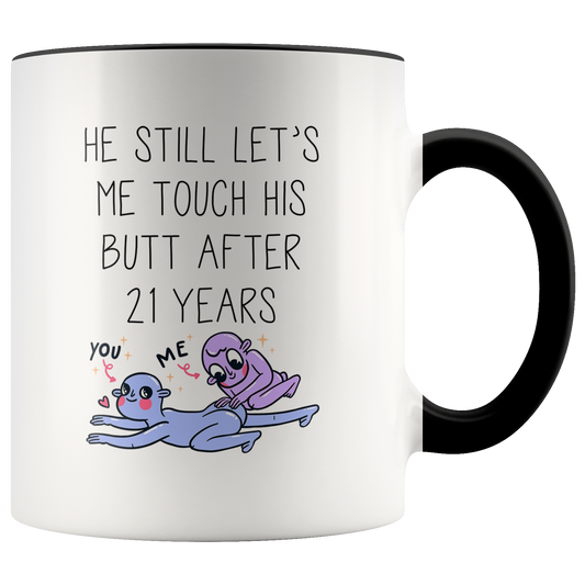 21st Anniversary Gifts, 21 Year Coffee Mug for Wife, Two Tone Accent Cup for Her, Birthday Gift for Men and Women