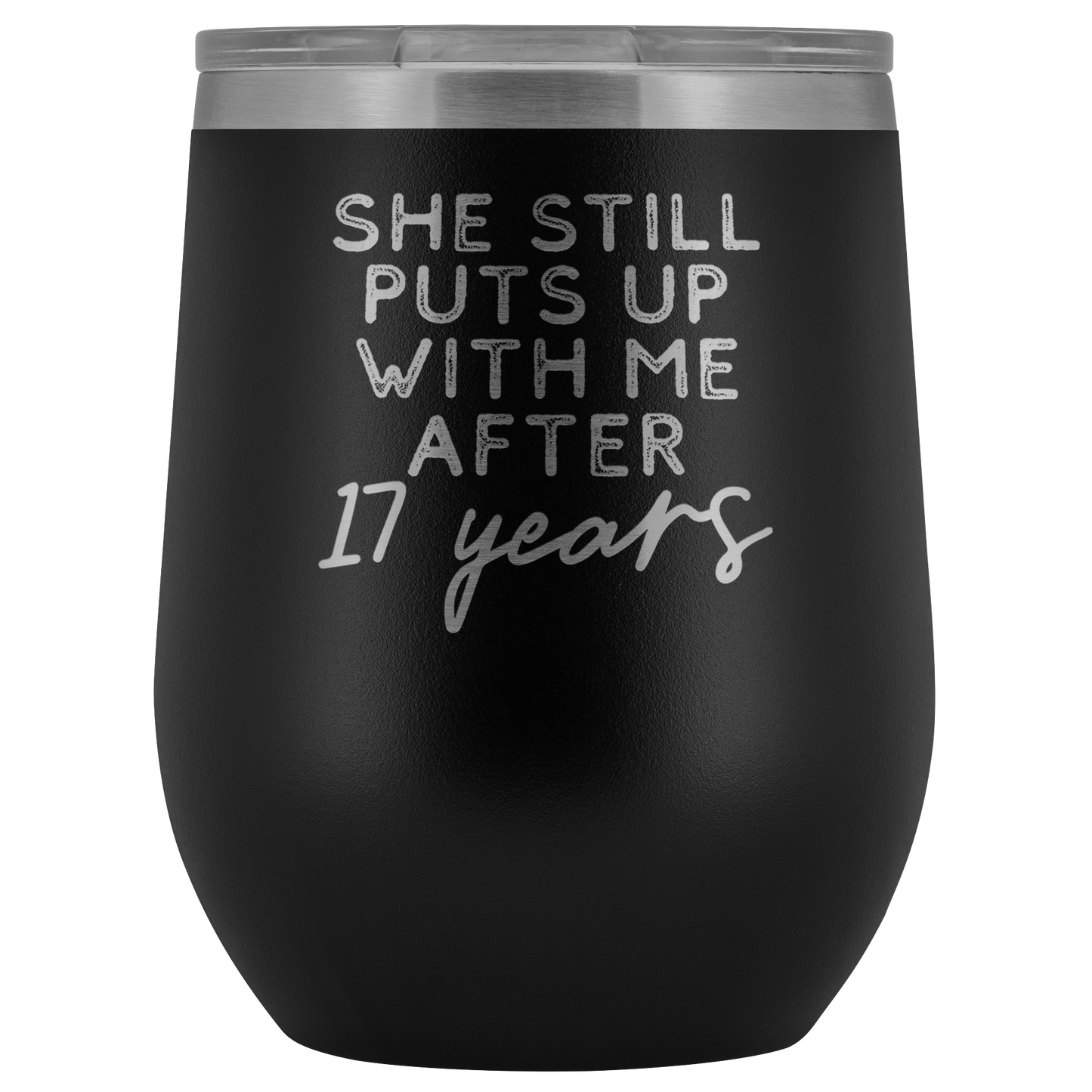 17o Aniversario Regalo 17 Año Aniversario boda Vino Vaso Divertido Esposo Tumbler Regalos para él Aniversario para la Copa de los Hombres