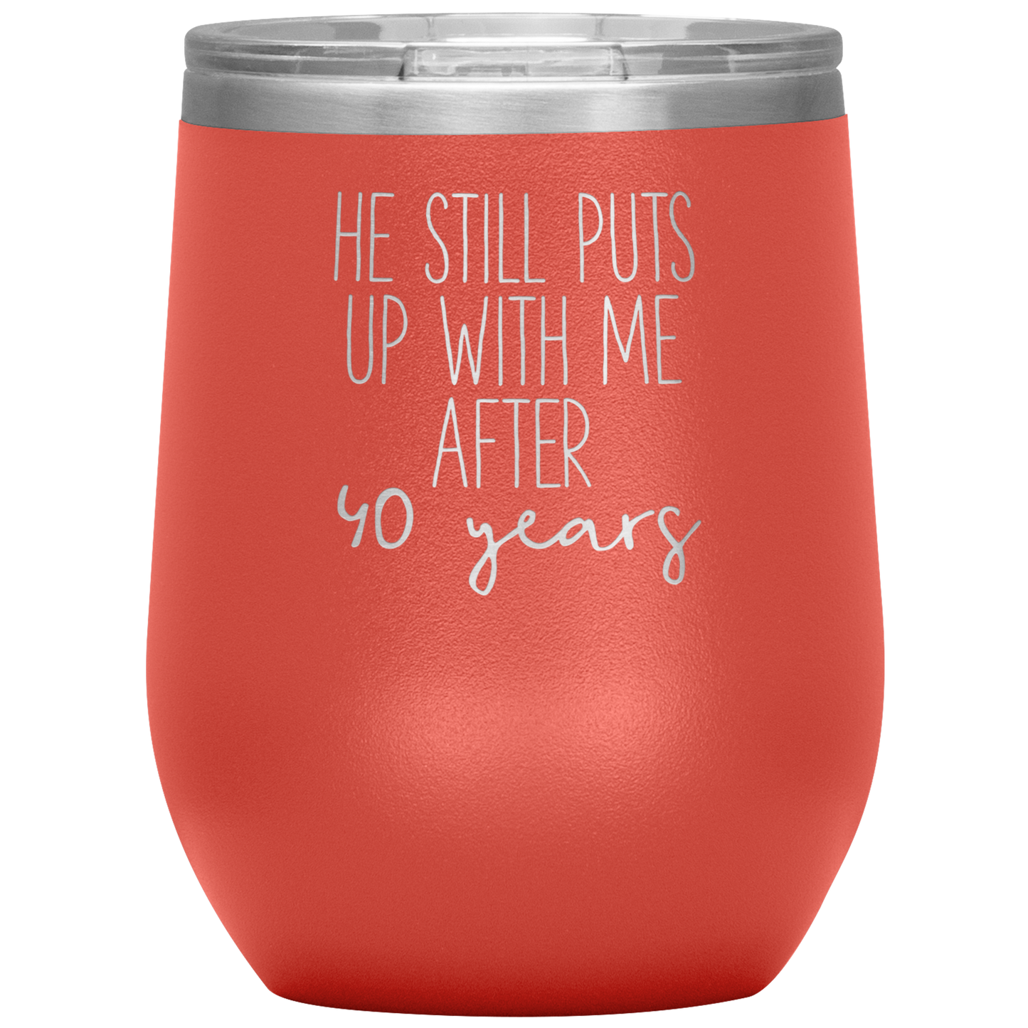 40th Anniversary Wine Tumbler, Gifts, Travel Wine Cup, Birthday Gifts for Men and Women