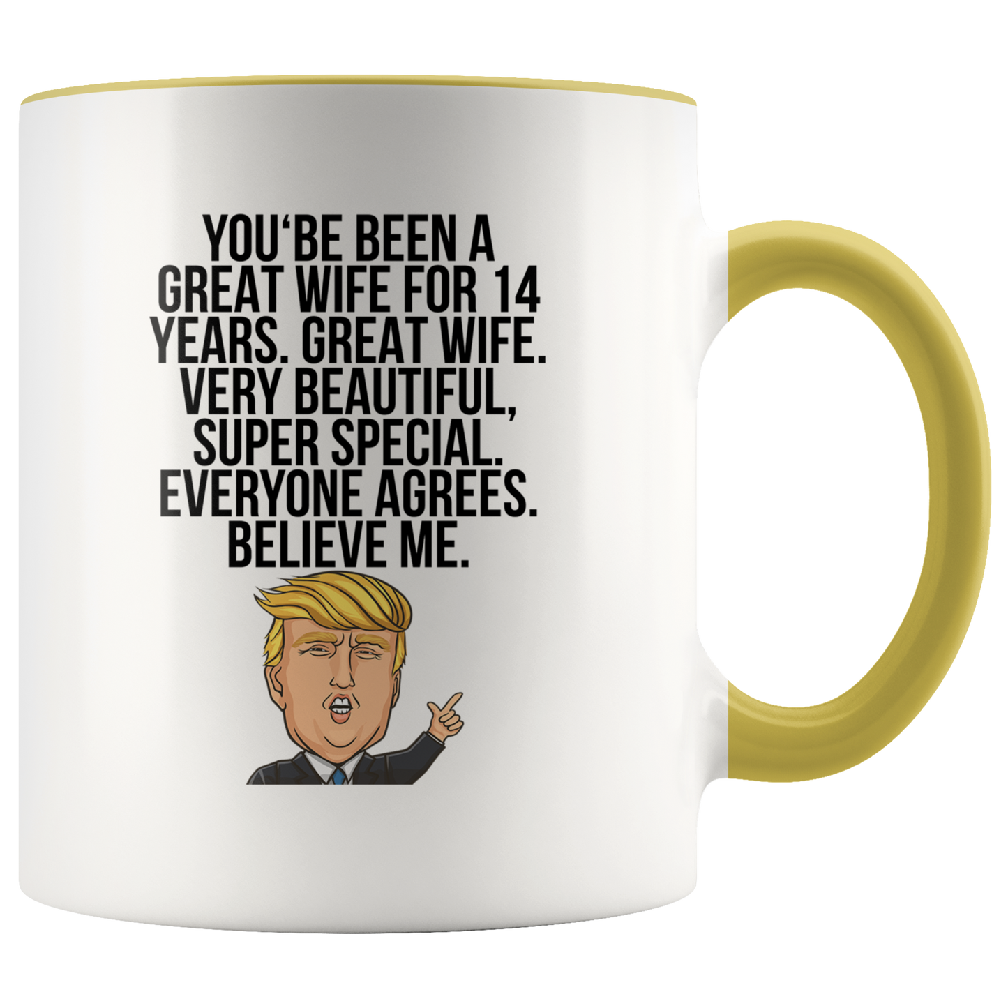 14th Anniversary Gifts, Coffee Mug, Two Tone Accent Cup, Birthday Gift for Men and Women