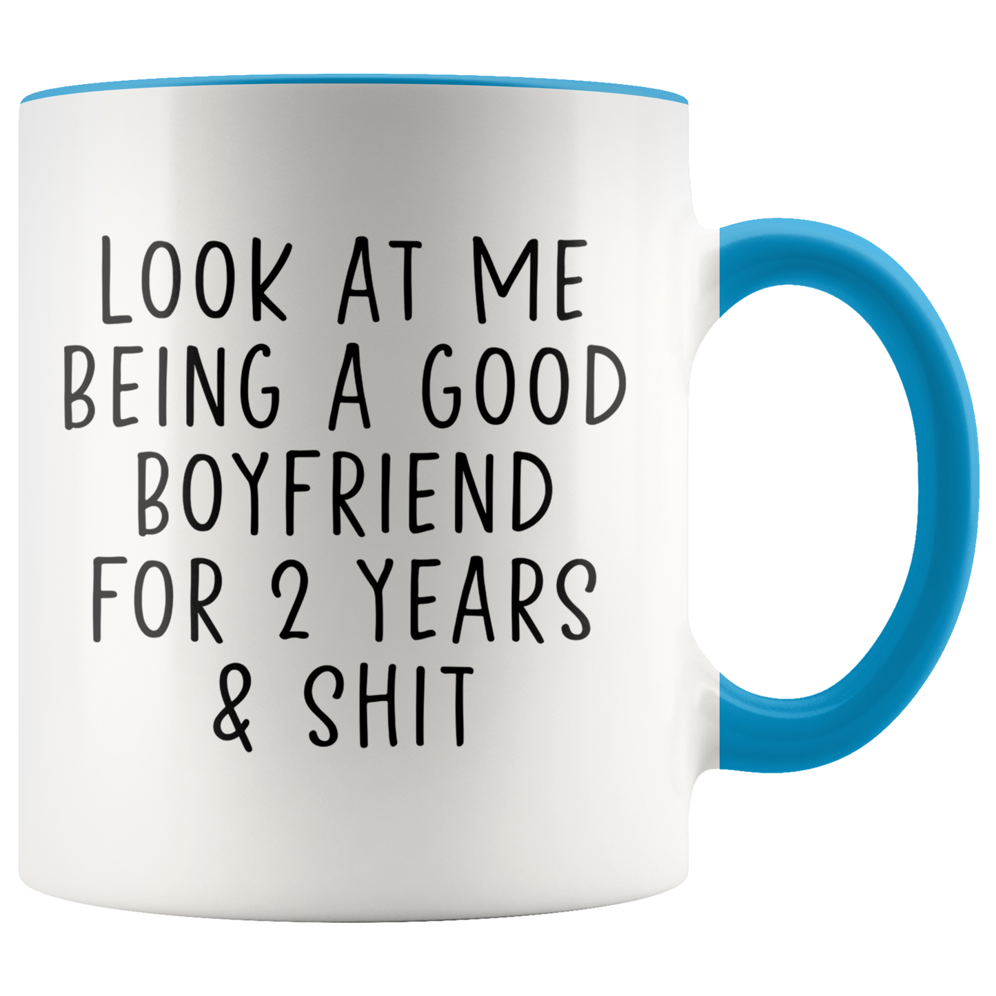 2 Years Dating Boyfriend Gifts, BF Coffee Mug, Two Tone Accent Cup, Birthday Gift for Men and Women