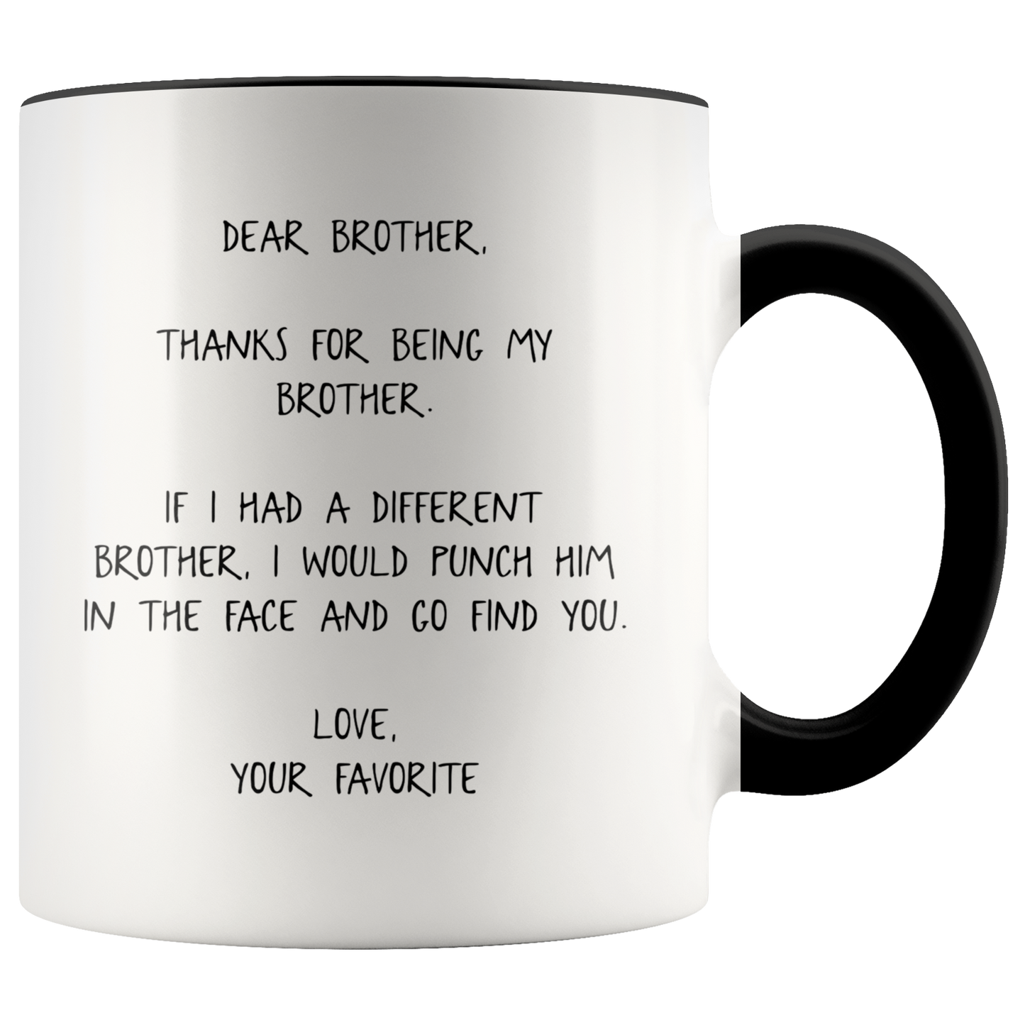 Brother Gifts, Coffee Mug, Two Tone Accent Cup, Birthday Gift for Men and Women