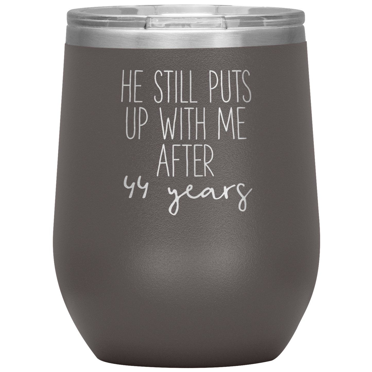 44th Anniversary Wine Tumbler, Funny Gifts, Travel Wine Cup, Birthday Gifts for Men and Women