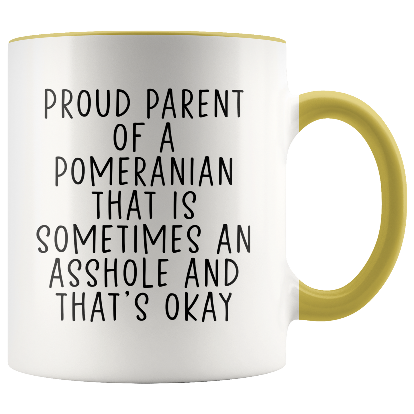 Pomeranian Lover Gifts, Pomeranian Mom Dad Coffee Mug, Two Tone Accent Cup, Birthday Gift for Men and Women