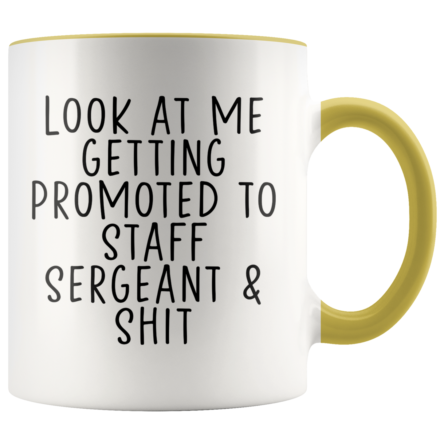 Staff Sergeant Promotion Gifts, Coffee Mug, Two Tone Accent Cup, Birthday Gift for Men and Women