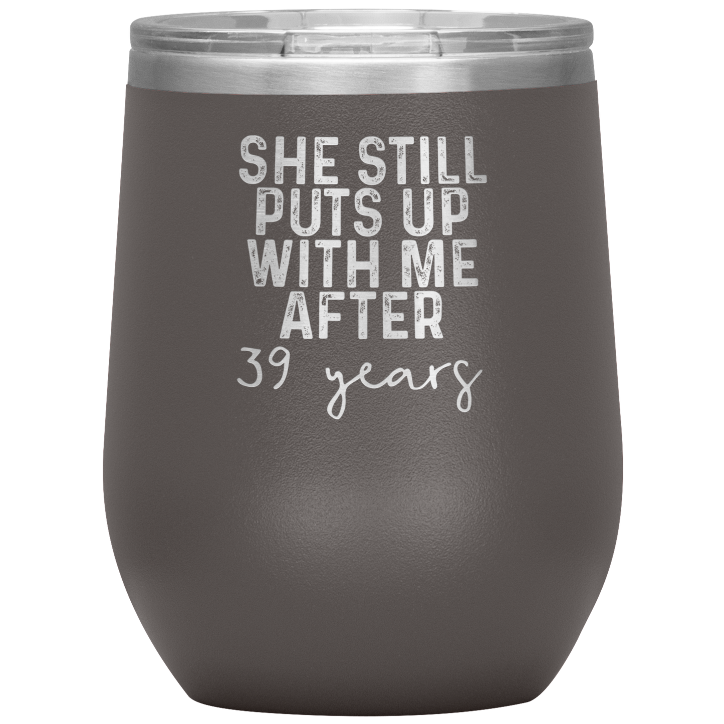 39th Anniversary Wine Tumbler, Gifts, Travel Wine Cup, Birthday Gifts for Men and Women