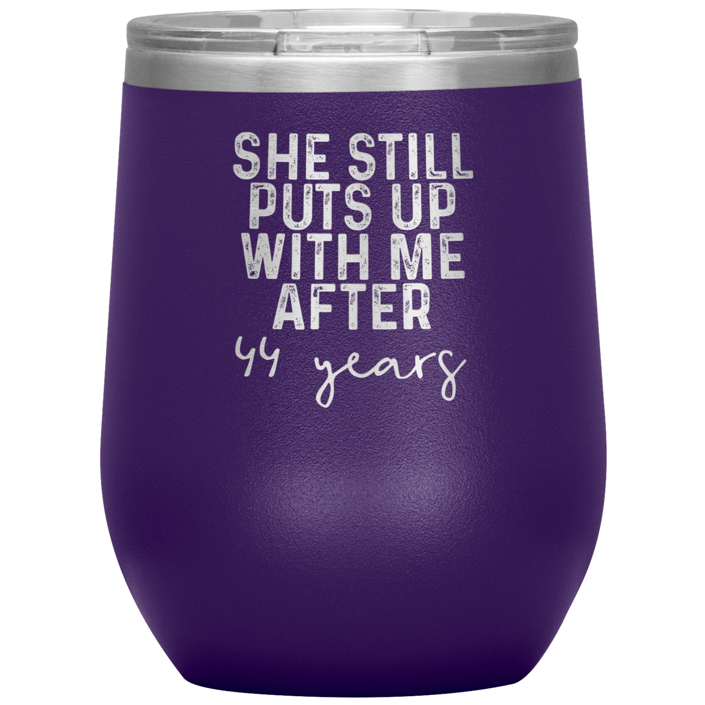 44th Anniversary Wine Tumbler, Gifts, Travel Wine Cup, Birthday Gifts for Men and Women