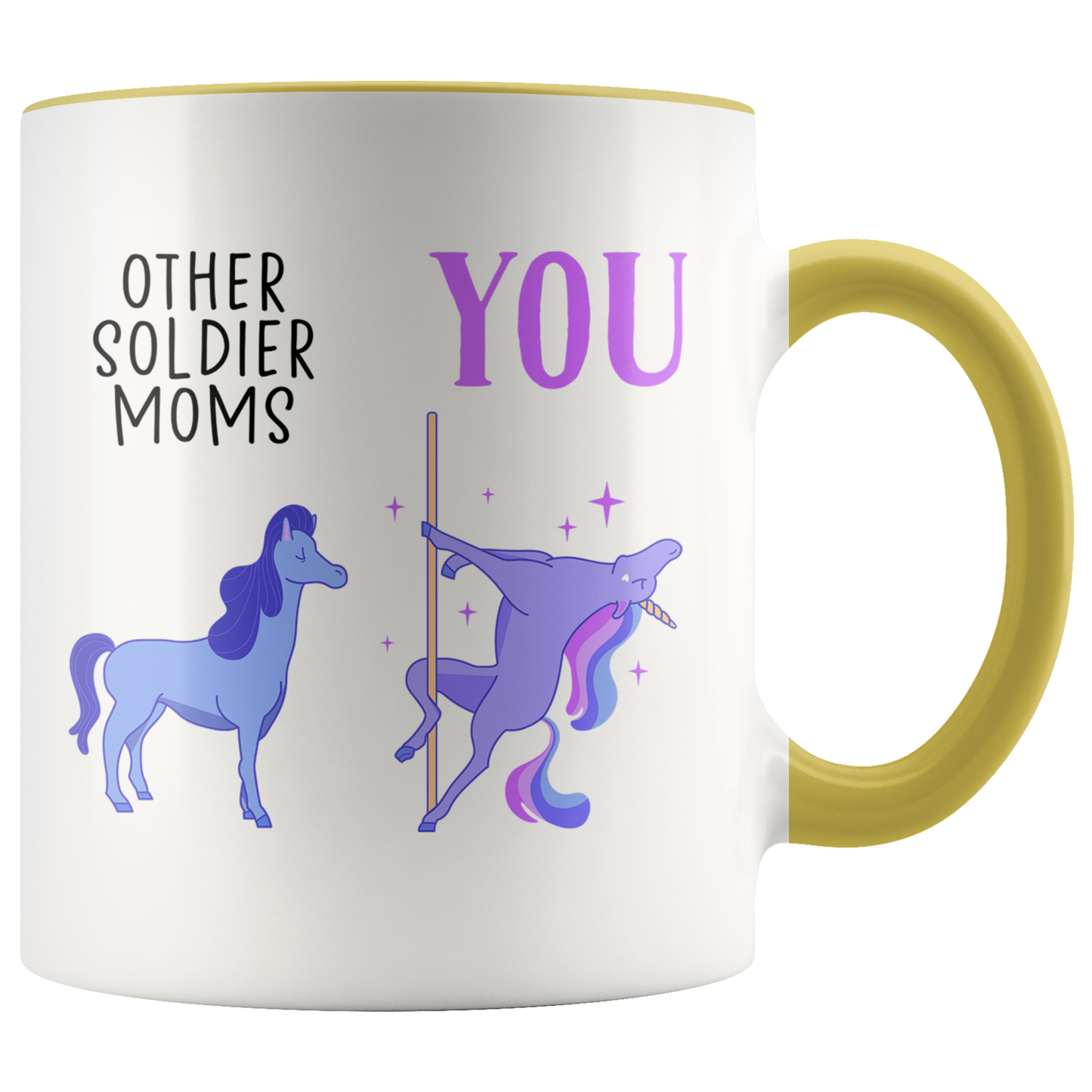 Soldier Mom Gifts, Coffee Mug, Two Tone Accent Cup, Birthday Gift for Men and Women