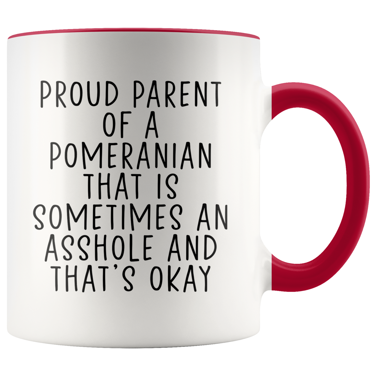 Pomeranian Lover Gifts, Pomeranian Mom Dad Coffee Mug, Two Tone Accent Cup, Birthday Gift for Men and Women