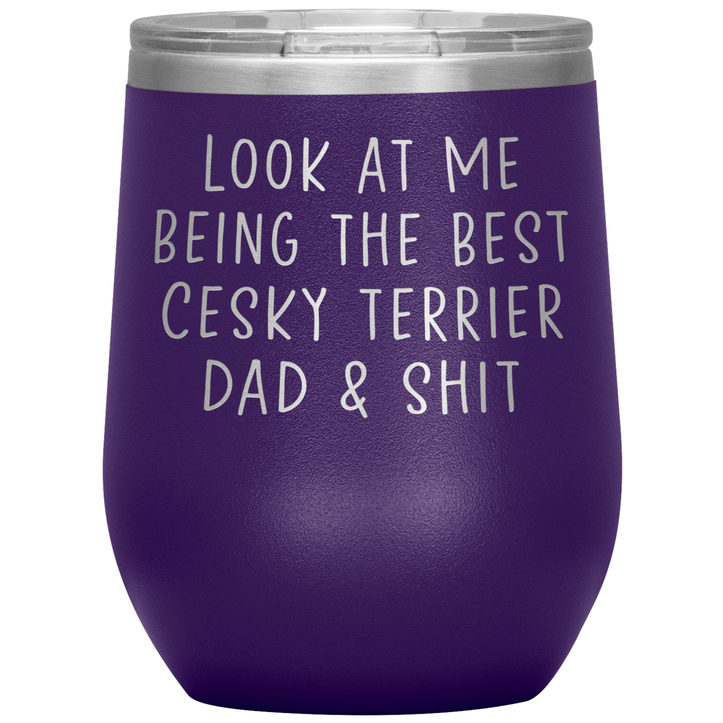 Cesky Terrier Dad Wine Tumbler, Funny Gifts, Travel Wine Cup, Birthday Gifts for Men and Women