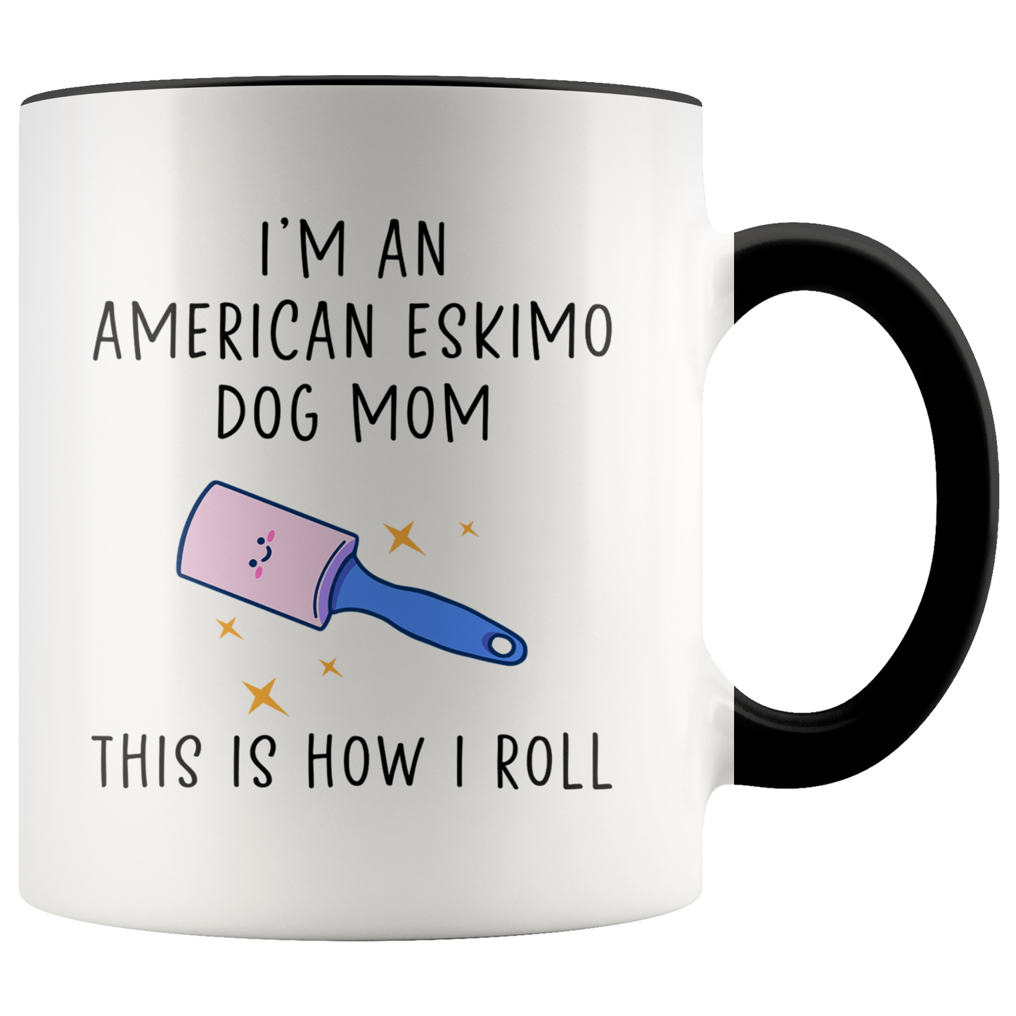 American Eskimo Dog Mom Gifts, American Eskimo Dog Mom Coffee Mug, Two Tone Accent Cup, Birthday Gift for Men and Women