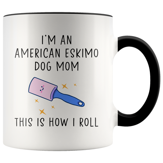 American Eskimo Dog Mom Gifts, American Eskimo Dog Mom Coffee Mug, Two Tone Accent Cup, Birthday Gift for Men and Women