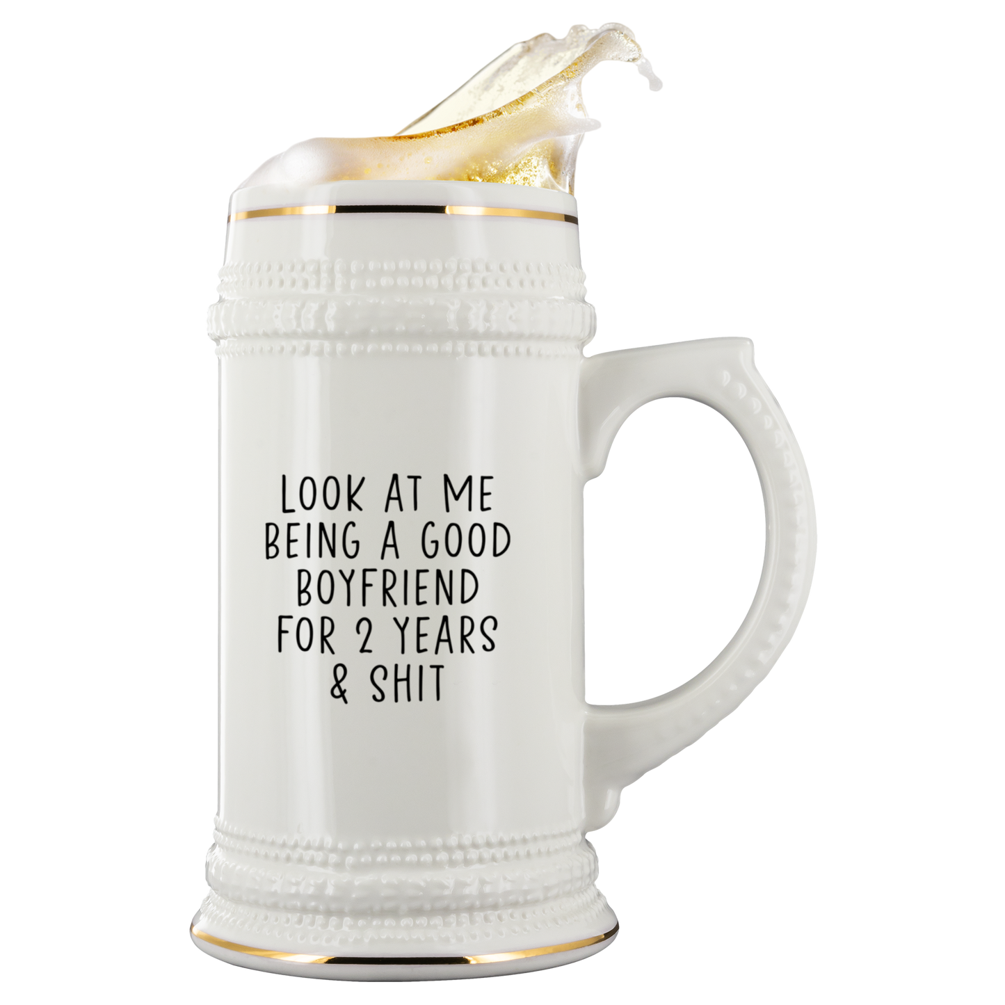 2 Years Dating Beer Stein, Beer Mug, Birthday Gifts for Men and Women