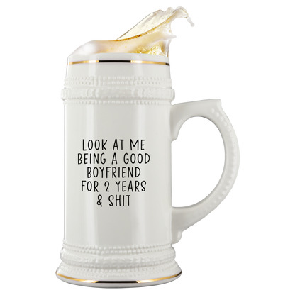 2 Years Dating Beer Stein, Beer Mug, Birthday Gifts for Men and Women